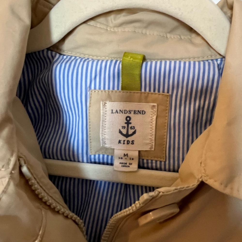 Lands' End Girls Khaki Trench Coat, Size M (10/12) - Picture 2 of 12